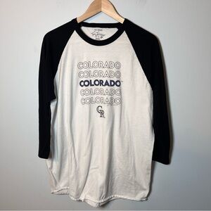 Colorado Rockies Stacked 3/4 Black Sleeve Raglan Shirt Unisex XL Baseball MLB